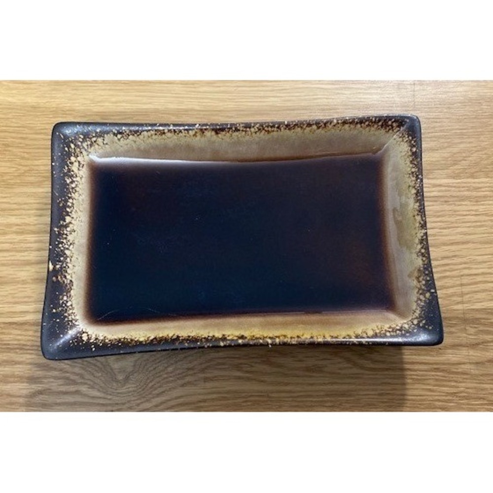 Pier 1 Stoneware Appetizer Tray Brown Tan 8.5" Good Speckled Reactive Glaze